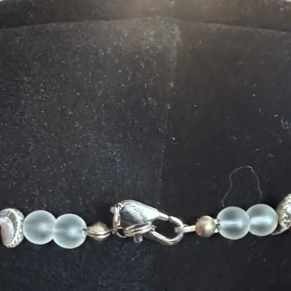 Hand Crafted Silver and Cream Beach Charm Necklace - Picture 4 of 4
